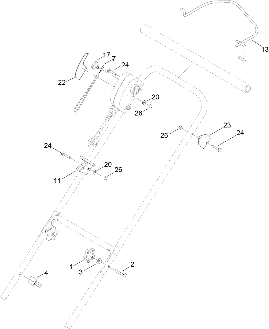 Handle Assembly Diagram and Parts List for 38381 318000001 - 318999999 Lawn Boy Snow Blower